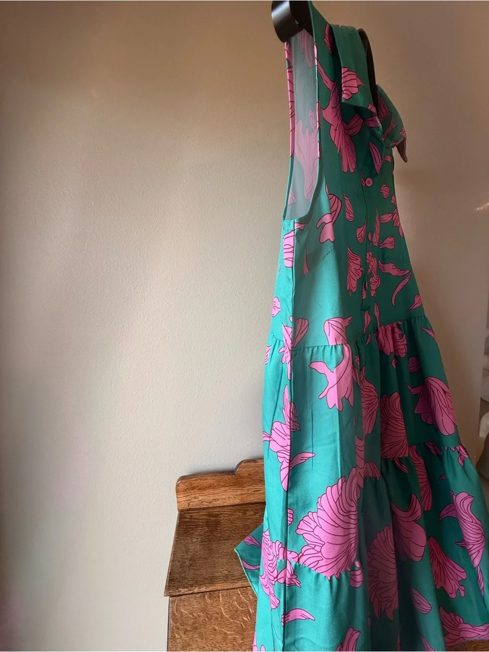Woman's SHEIN Green Sleeveless Dress with Pink Floral Print large